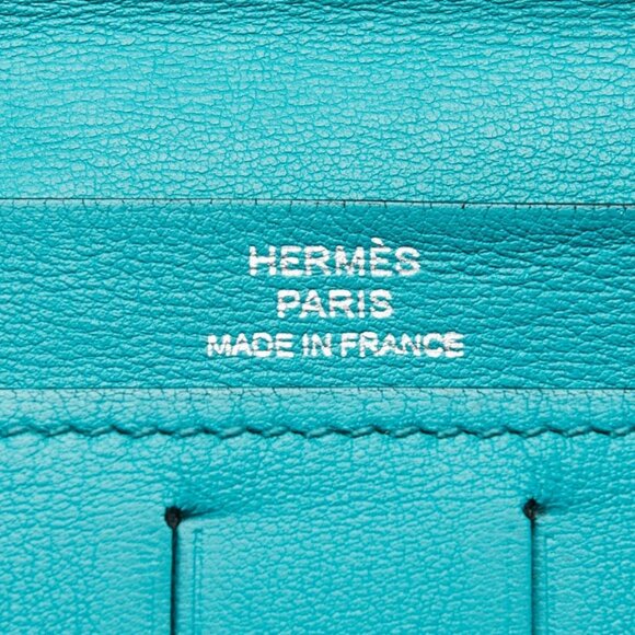 Hermes Blue Paon Swift Leather Fleming Wallet - Picture 10 of 10